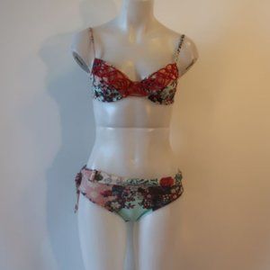 *Womens Shan Multicolor Floral Underwire Bikini Swimsuit Top/6 Bottom/12